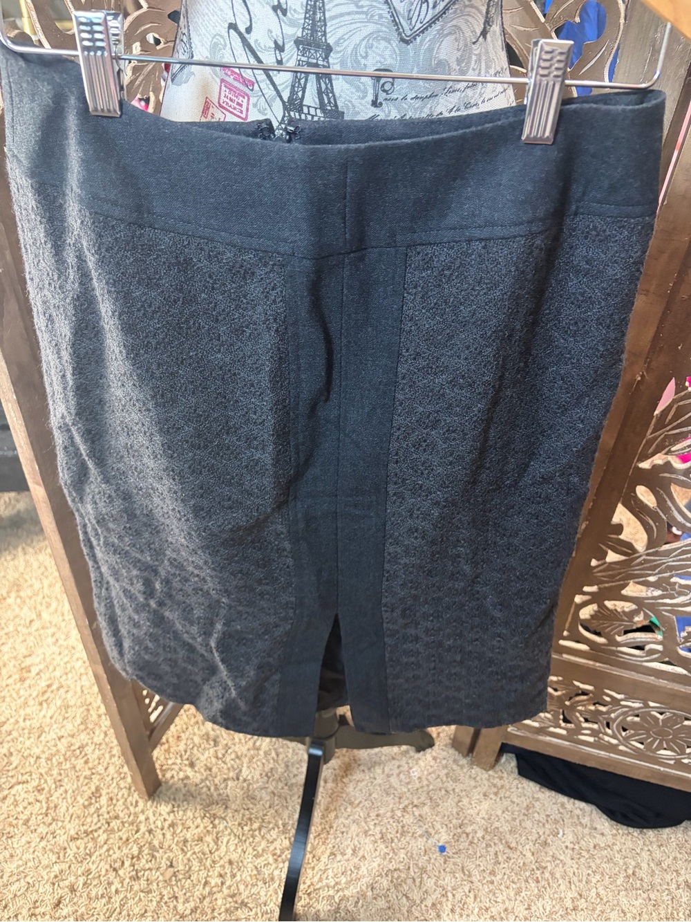 Ann Taylor Charcoal Black Center-Panel Pencil Skirt - Picture 2 of 5
